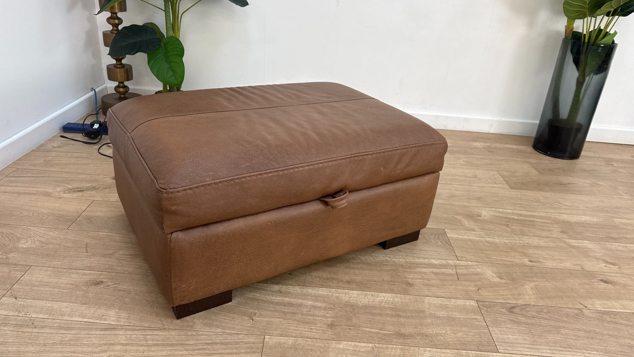 Sofology Linara Leather Storage Footstool in Apollo Espresso