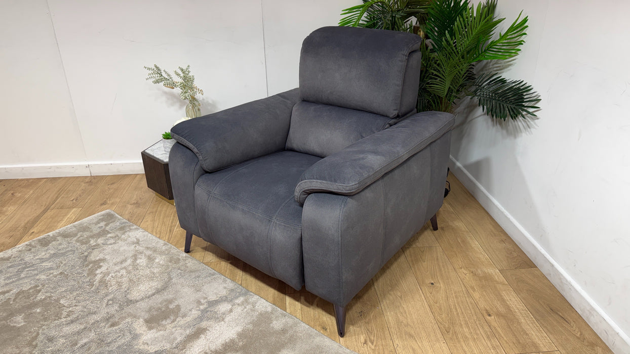 Sofology Bailey Leather Chair Power Recliner in Charcoal