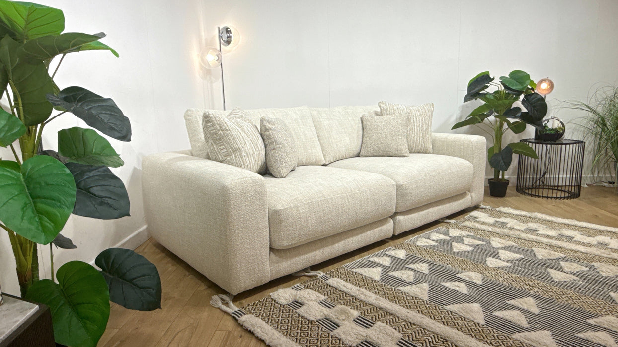 Sofology Amalfi Fabric 4 Seater Split in Micro Flecked Boucle Natural Mix