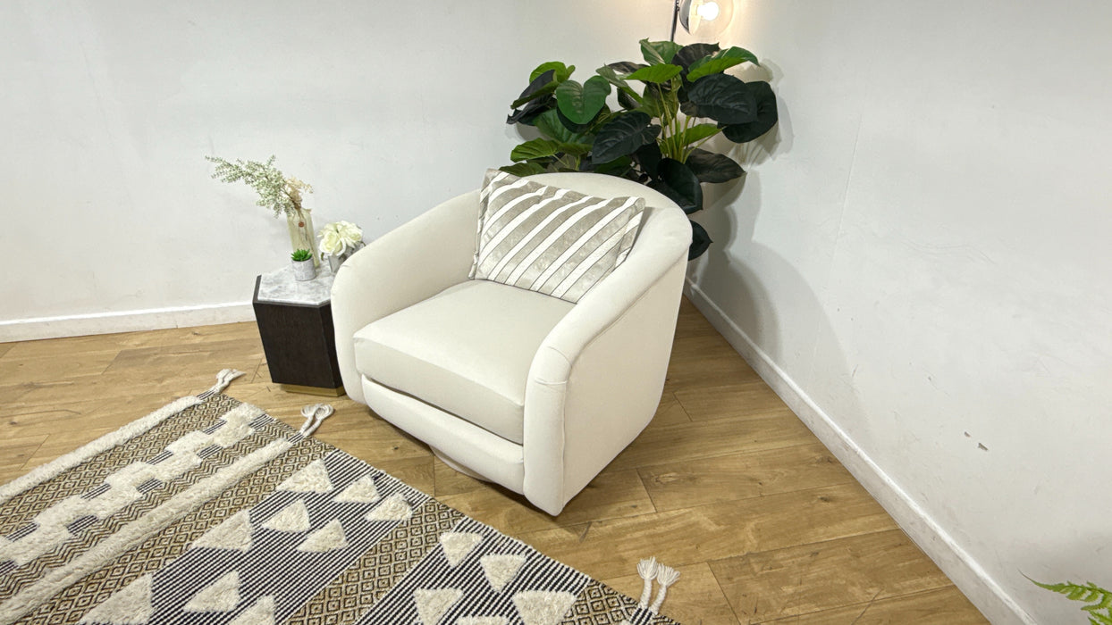 Sofology Oscar Fabric Swivel Chair in Super Matt Velvet Ecru Mix