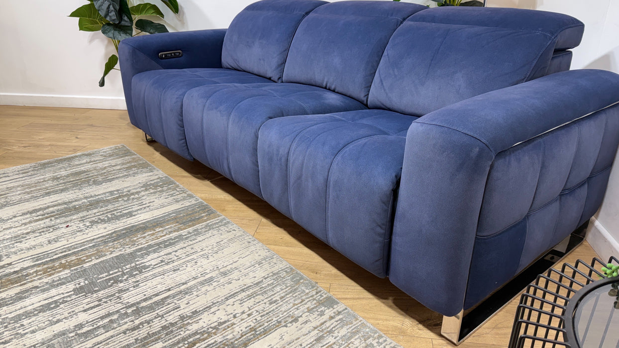 Sofology Marvella Fabric 3 Seater Power Recliner/Headrest in Lifestyle Flecked Navy