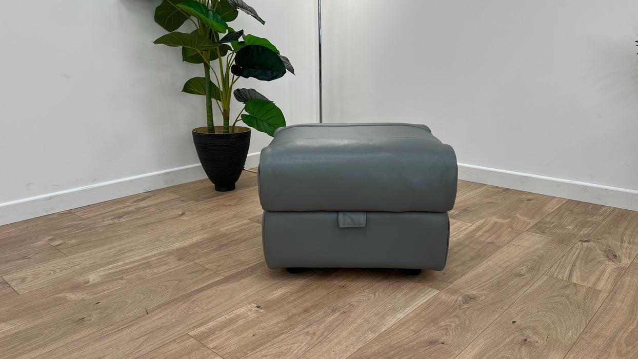 Marvella  Storage Footstool - Leather - Granite Teal