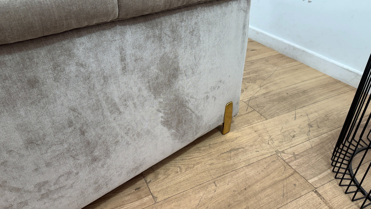 Sofology Oscar Fabric 2 Seater Gold Trim in Fine Textured Chenille Stone Mix