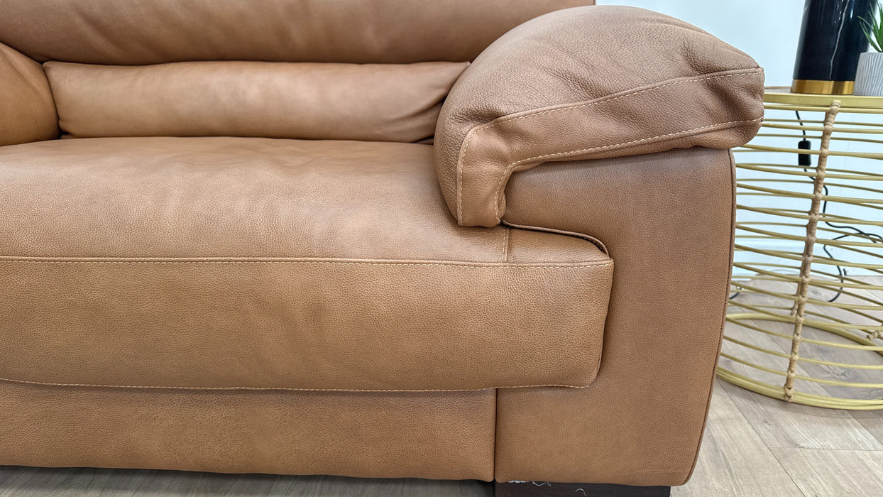 Santino 3 Seater - Loveseat - Footstool - Leather Sofa - Apollo Tan