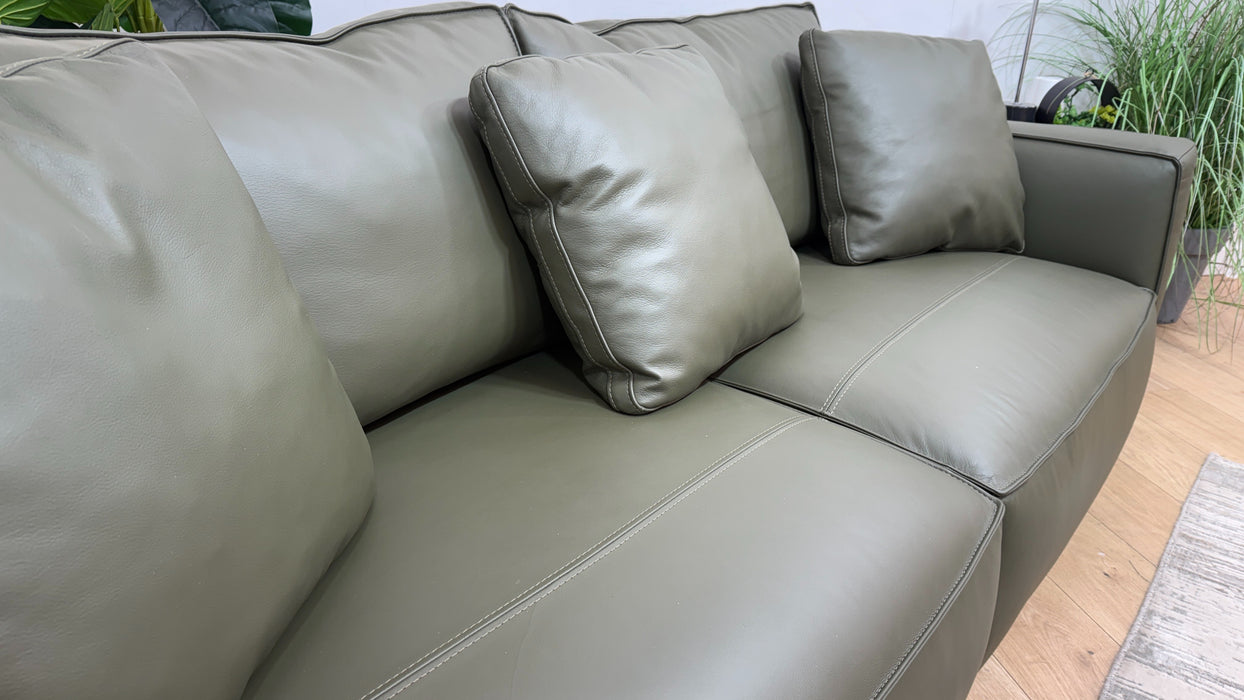 Sofology Palazzo Leather 3 Seater without Trim in Trusty Matt Olive