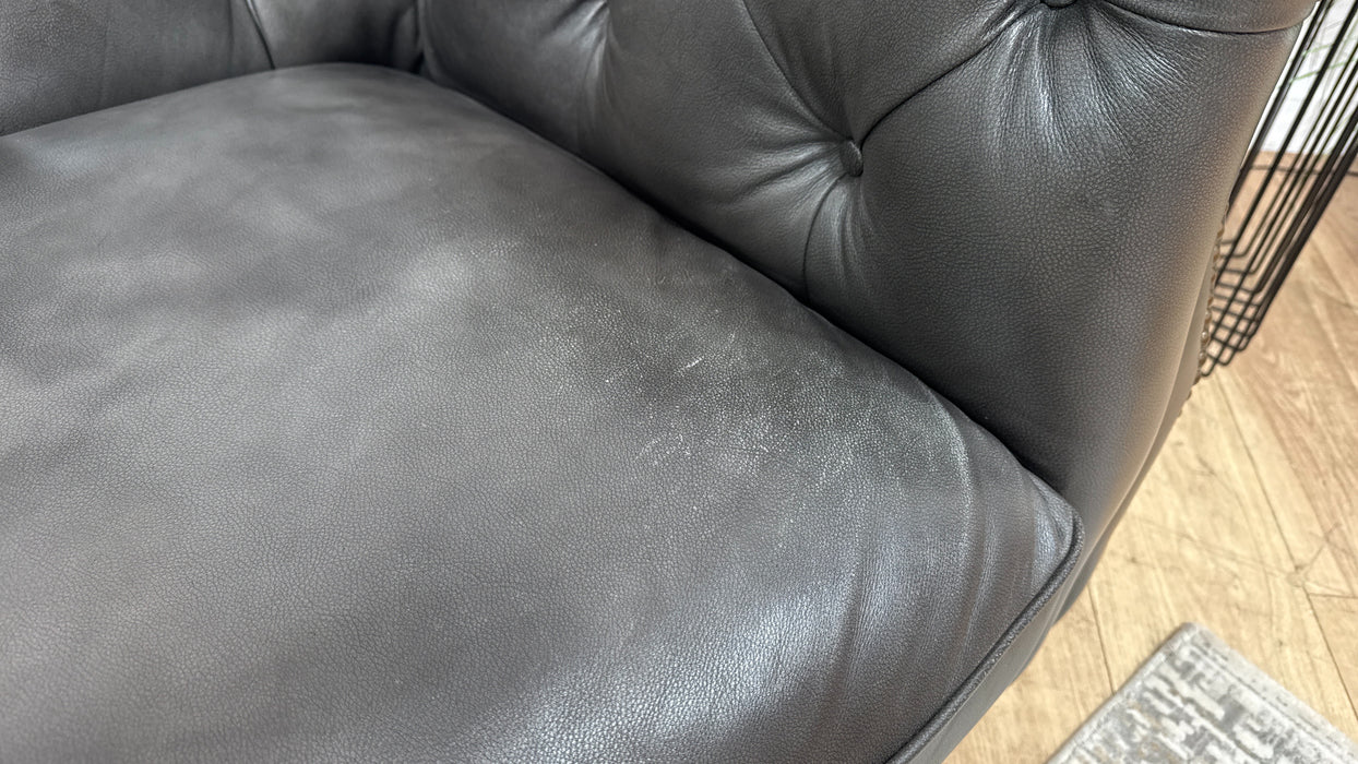 Sofology Darcy Leather 3 Seater with Studs in Trusty Supersoft Sheen Charcoal