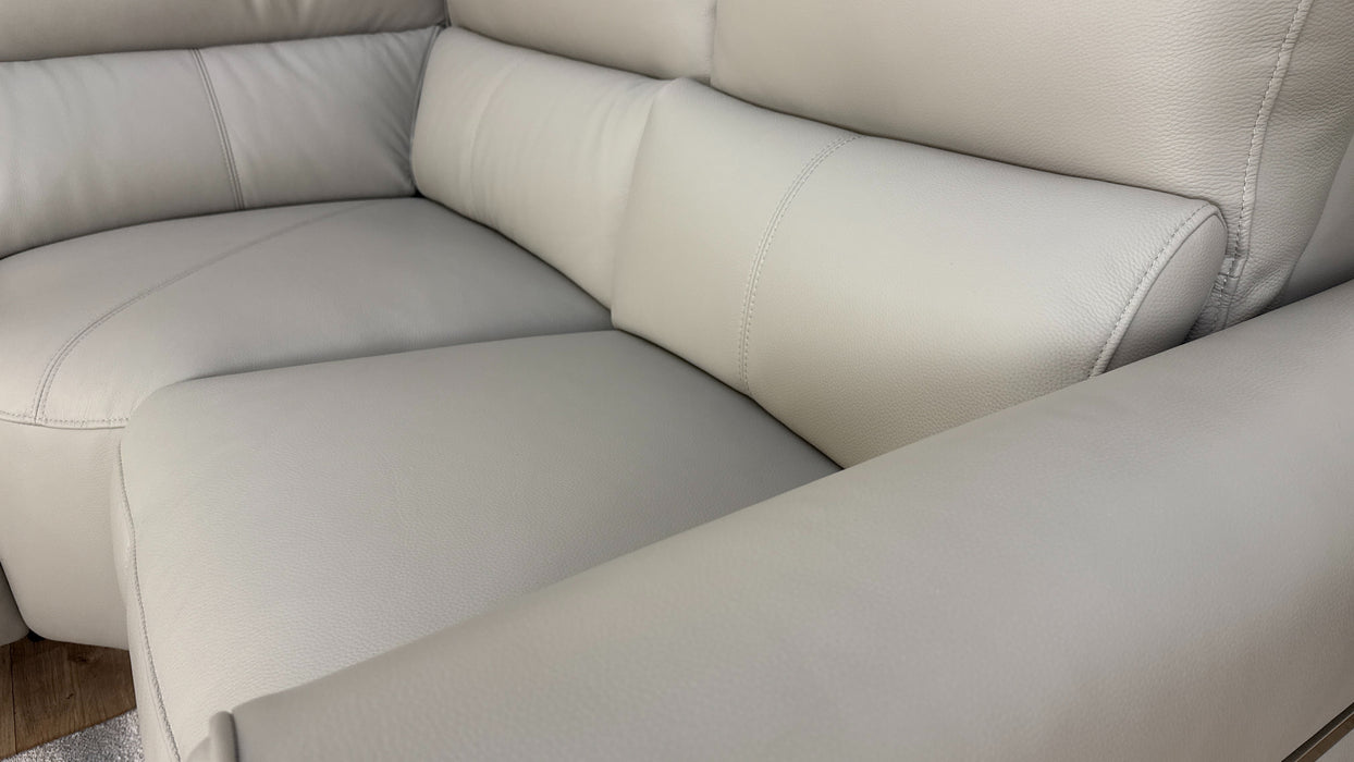 Sofology The Ravello Leather 2 Corner 1 Power Recliner in Trusty Embossed Light Grey