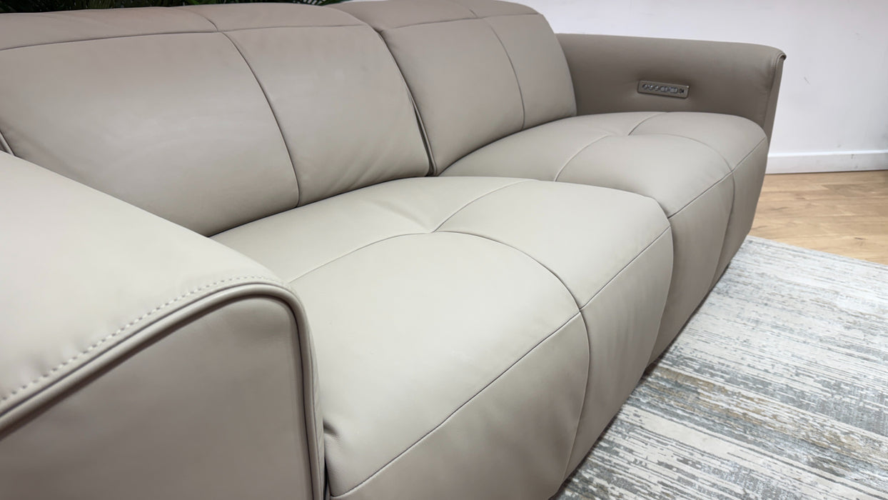 Sofology Riviera Leather 2.5 Seater Power Recliner/Headrest in Trusty Super Matt Putty