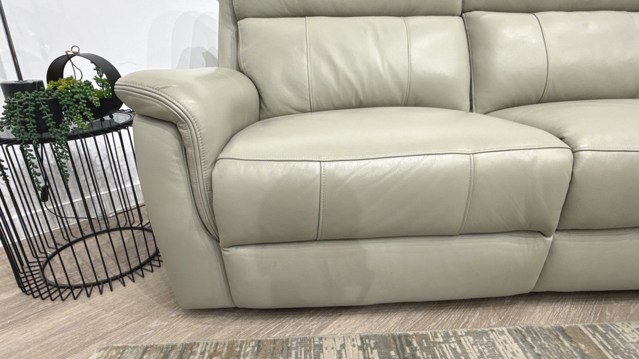 Sofology Bradie Leather 2.5 Seater Power Recliner in Trusty Embossed Light Grey