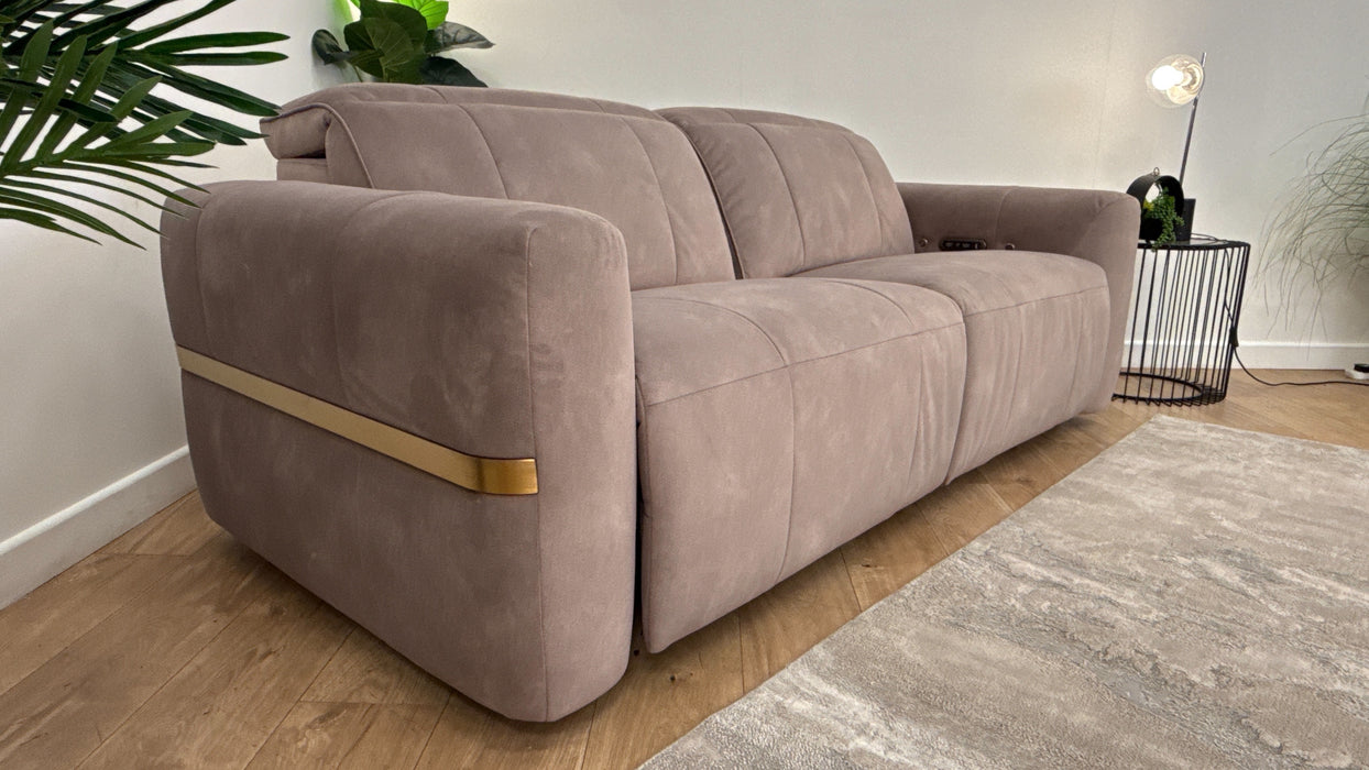 Sofology Lumiere Fabric 2.5 Seater Power Recliner/Headrest Heated Seat in Lifestyle Flecked Nutmeg