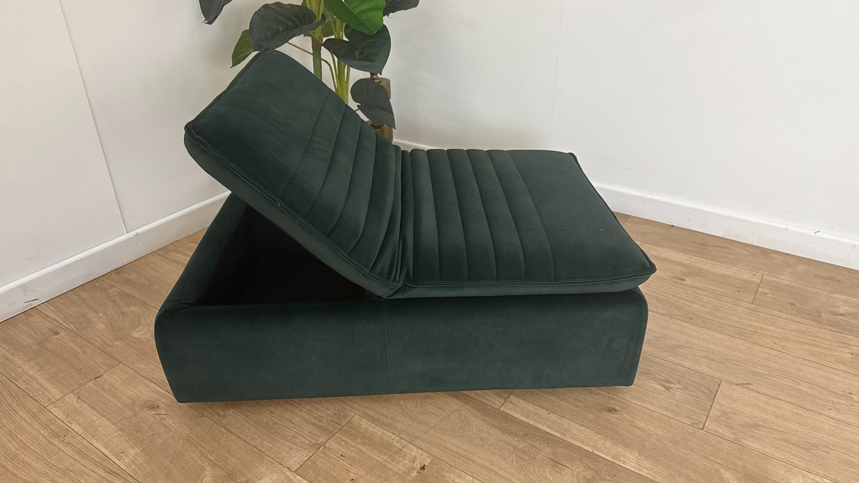 Sofology Illinois Fabric Dual Storage Footstool in Lifestyle Mottled Dark Green