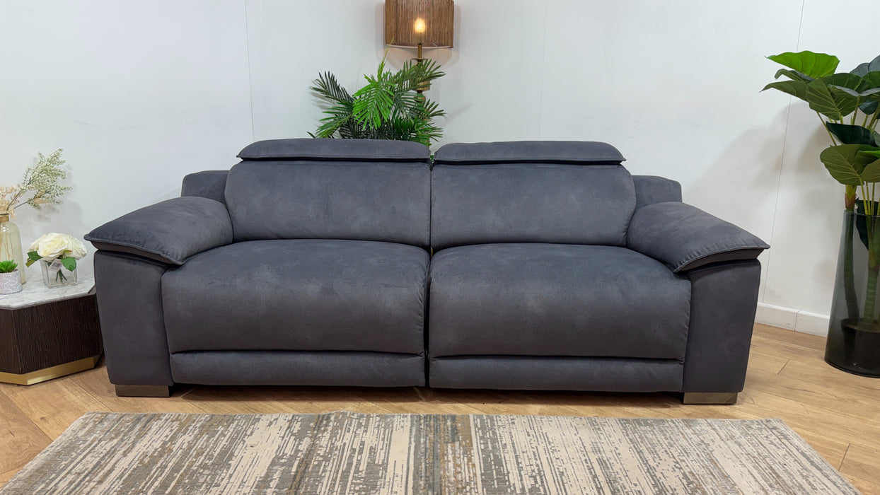 Sofology Benz Fabric 3 Seater Power Recliner/Headrest in Lifestyle Flecked Charcoal