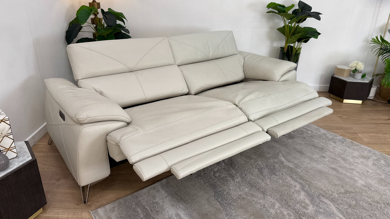 DFS Leather 3 Seater Recliner in Ivory