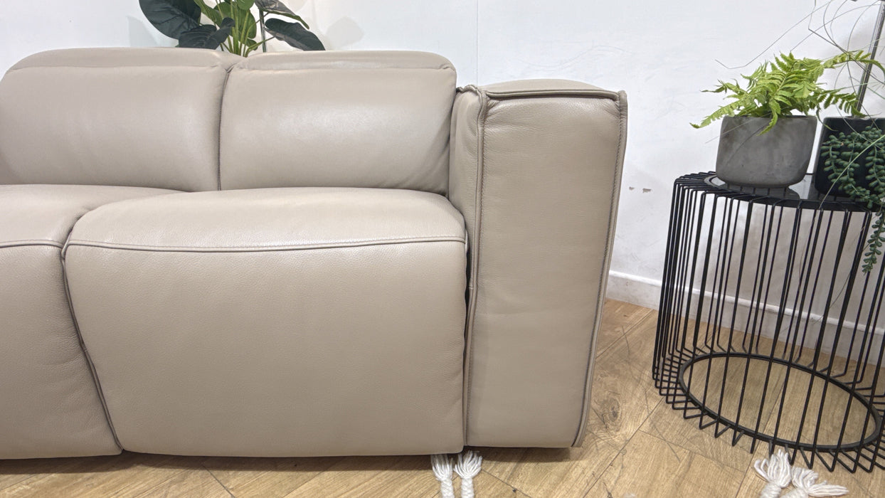 Sofology Horizon Leather 2 Seater Power Recliner/Headrest in Trusty Embossed Stone