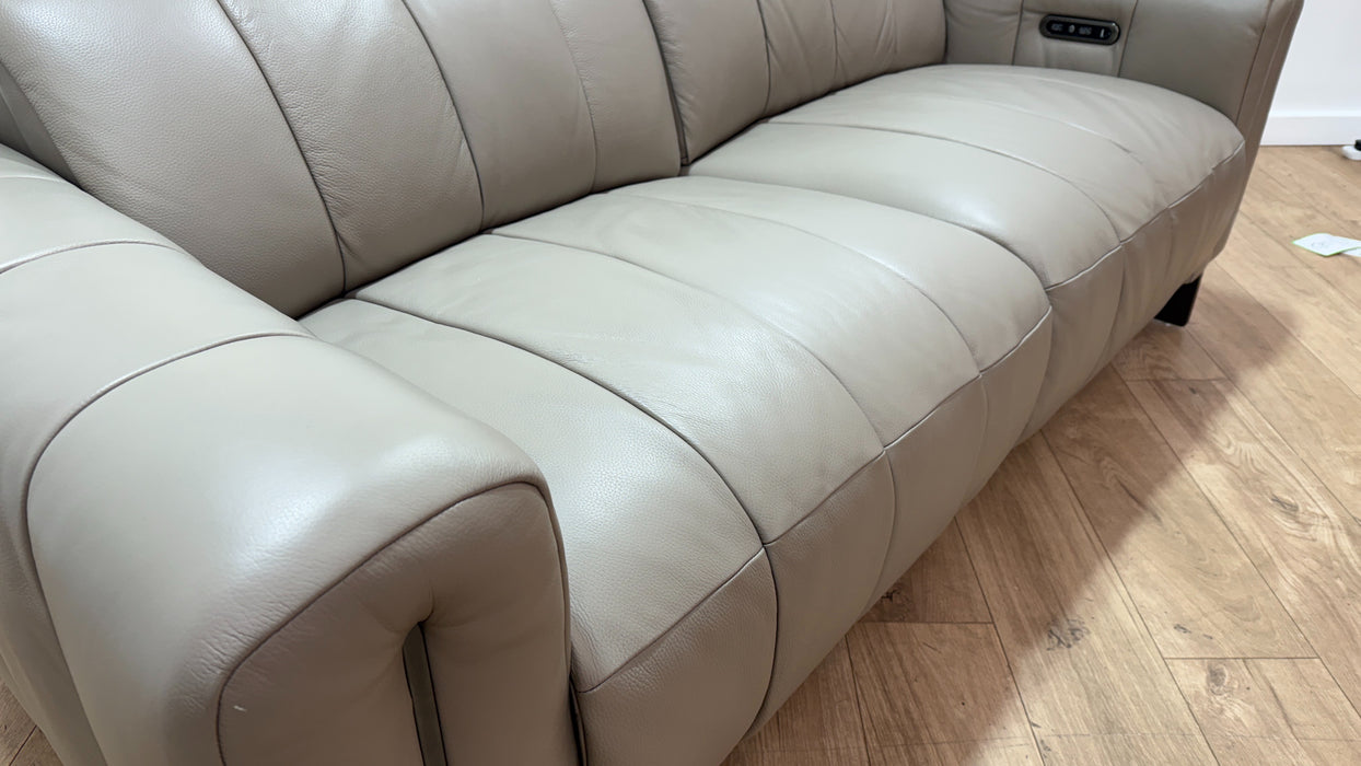 Sofology Paramount Leather 2.5 Seater Power Recliner/Headrest in Trusty Embossed Stone