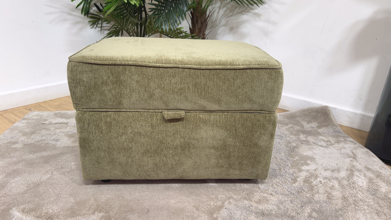 Sofology Georgio Fabric Storage Footstool Extra Flex Interior in Luxe Chenille Olive All Over
