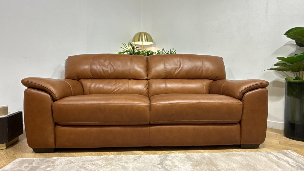 Sofology Santina Leather 3 Seater in Relaxed Soft Tan