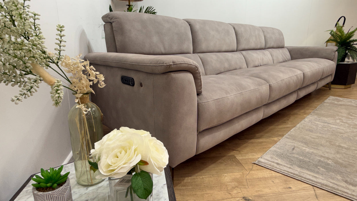 Sofology Illinois Fabric 4 Seater Split Power Recliner/Headrest Heated Seats in Lifestyle Mottled Marble