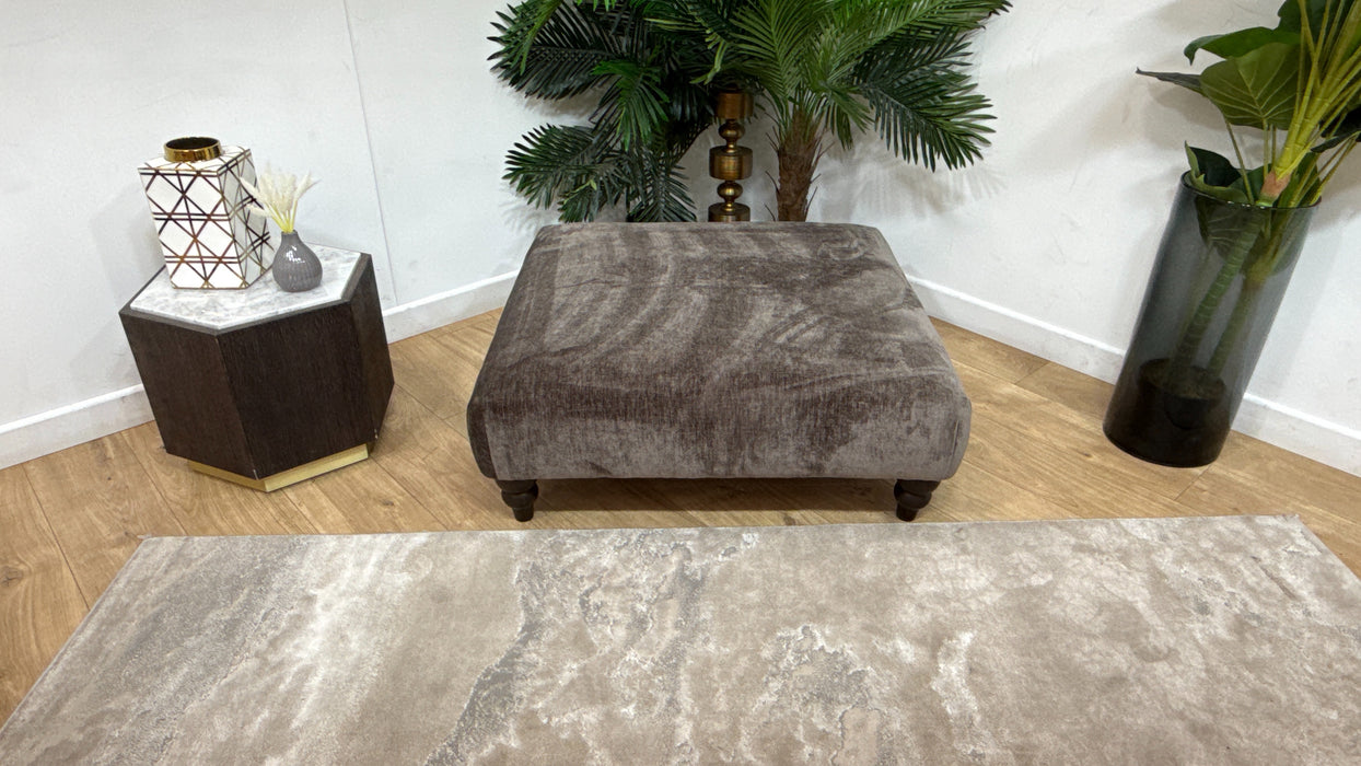 Sofology Highgrove Fabric Designer Footstool in Luxury Deep Pile Chenille Mole