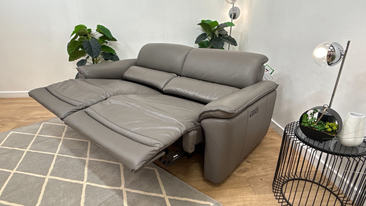 Sofology Hugo Leather 2.5 Seater Power Recliner/Headrest in Trusty Embossed Elephant