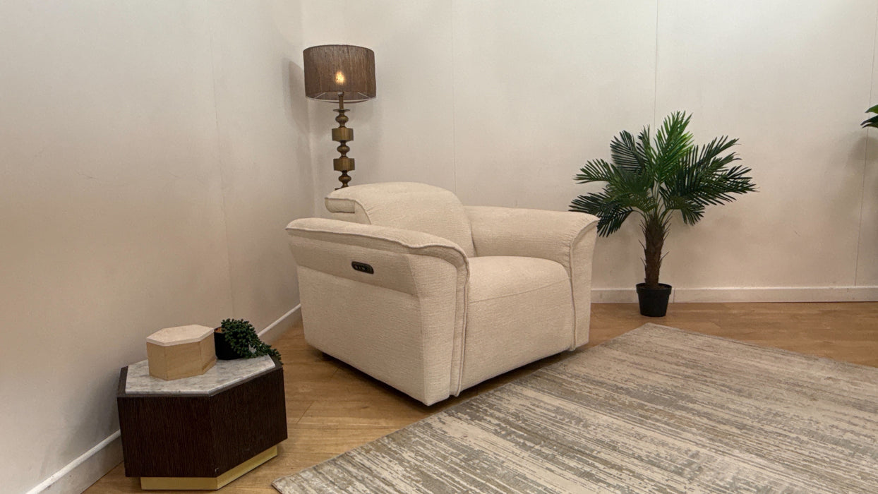 Sofology Pitt Chair Power Recliner/Headrest in Kansas Ivory