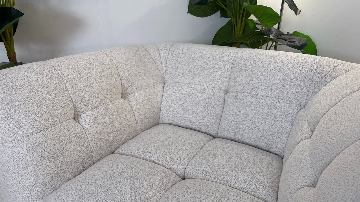 Sofology The Lunar Fabric Swivel Chair in Woven Boucle Linen