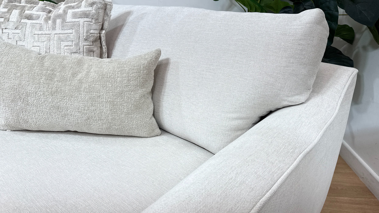 Sofology Mayfair Fabric Loveseat Foam Seat in Linen Look Chenille Mist/Pearl Mix