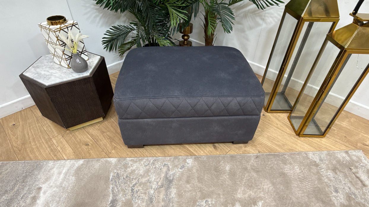 Sofology Benz Designer Leather Footstool in Lifestyle Flecked Fabric Charcoal