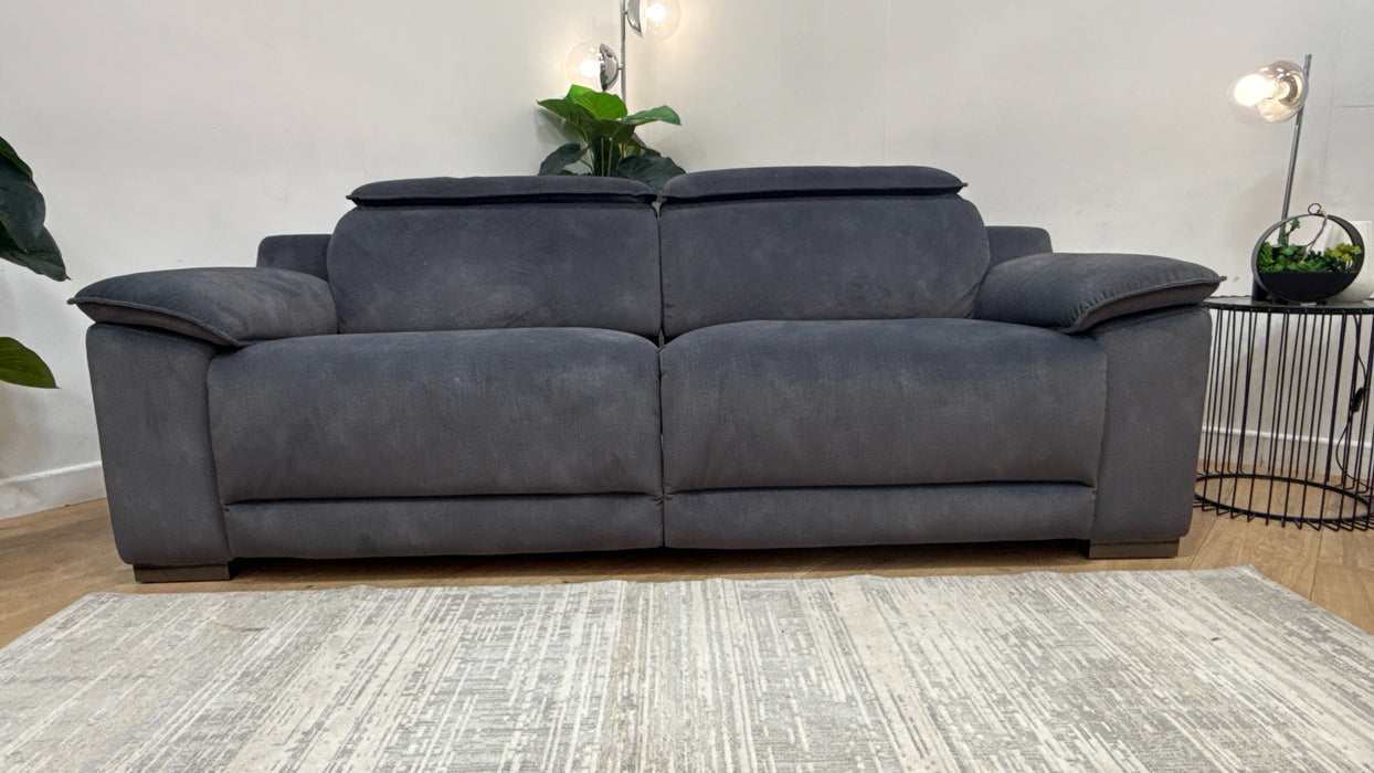 Sofology Benz Fabric 3 Seater Power Recliner/Headrest Heated Seats in Lifestyle Flecked Charcoal