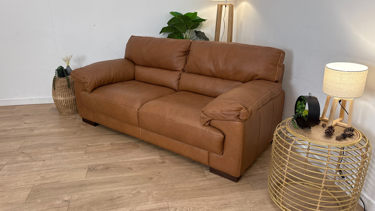 Santino 2 Seater - Leather Sofa - Apollo Tan