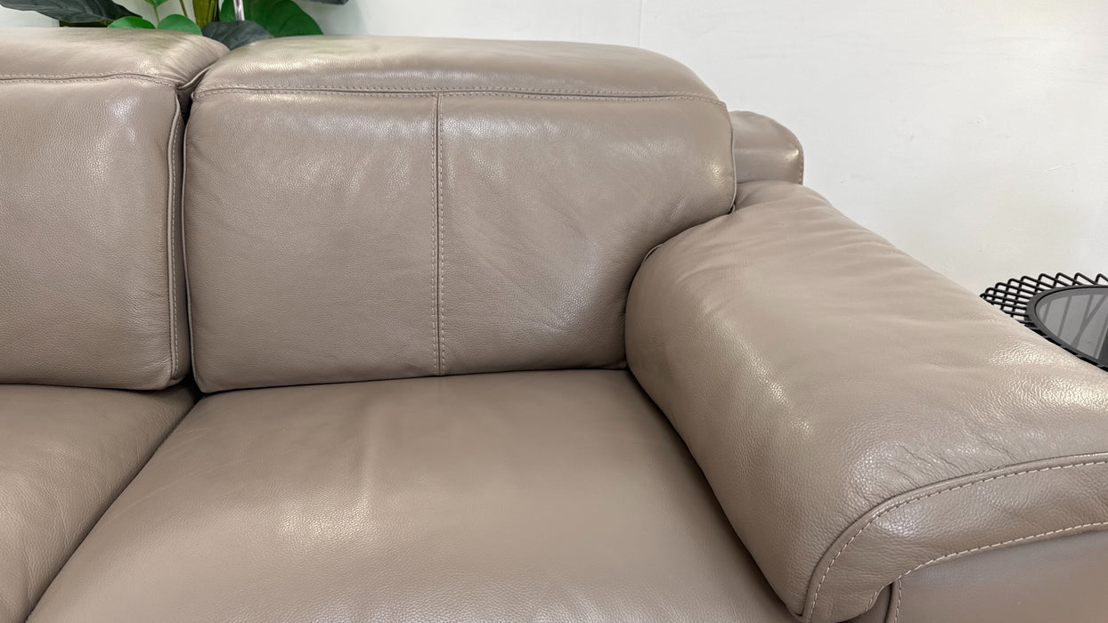 Sofology Laurence Leather 2 Seater Power Recliner/Headrest in Le Mans Taupe