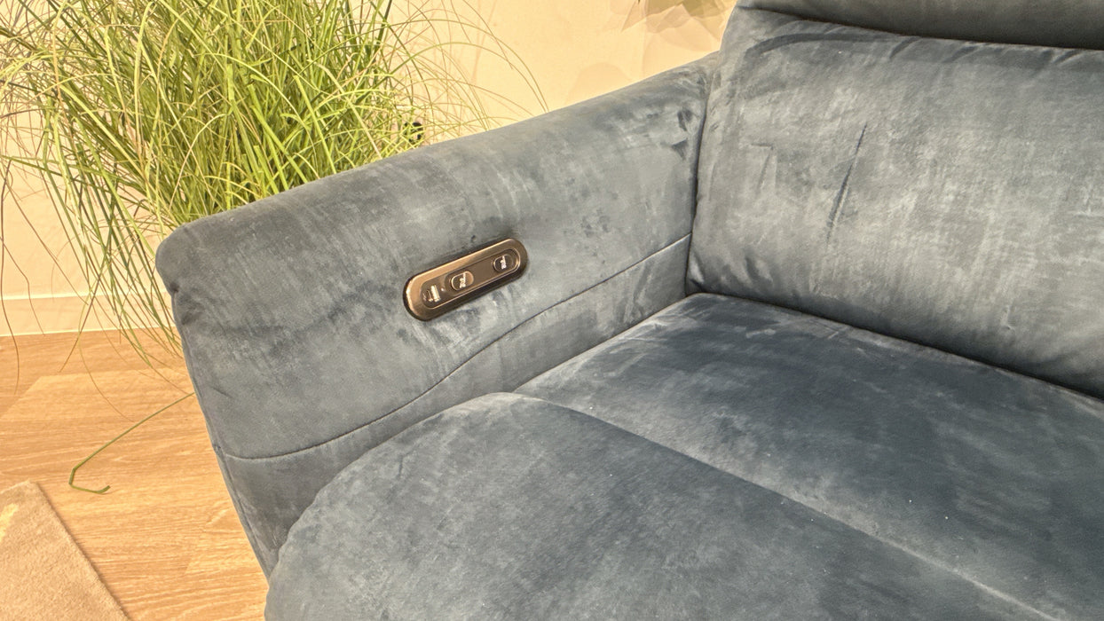 Sofology Renato Fabric Chair Power Recliner in Hertiage Velvet Airforce