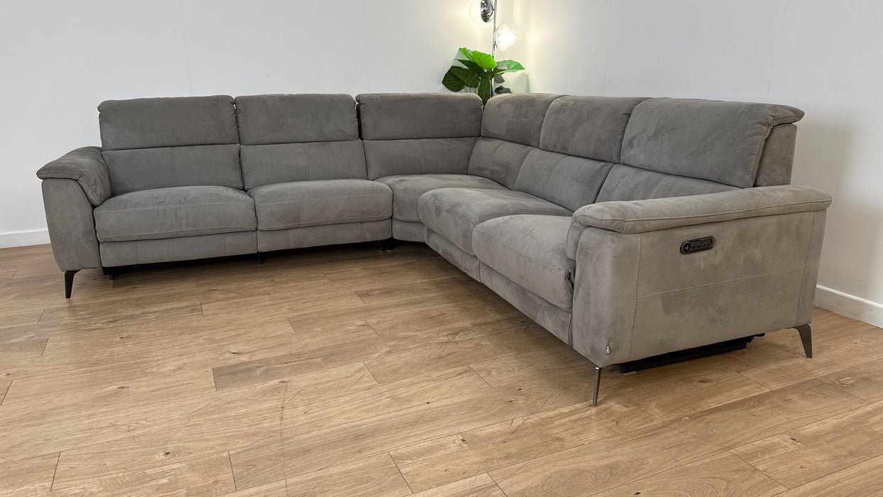 Sofology The Illinois 2 Corner 2 Fabric Recliner Sofa in Lifestyle Textured Charcoal