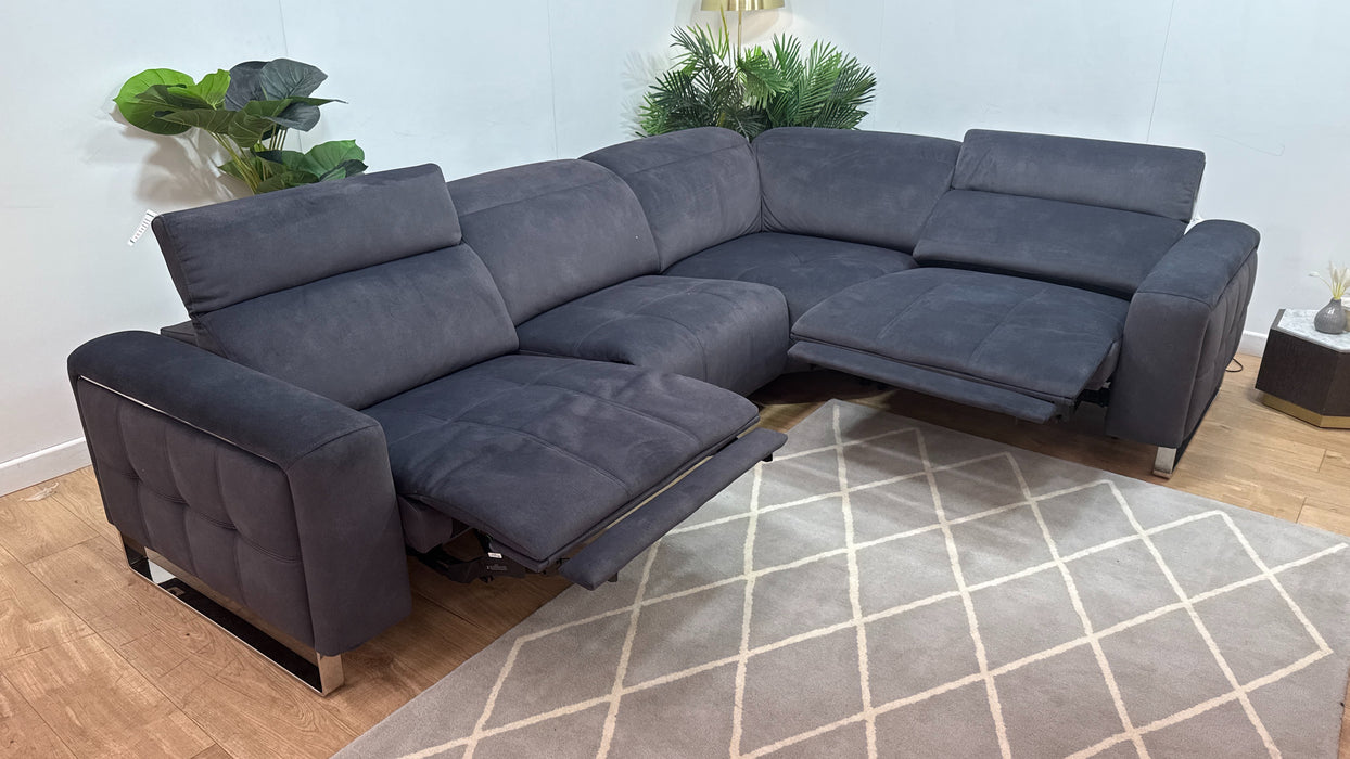 Sofology Marvella Fabric 3 Corner 1.5 Power Recliner/Headrest in Lifestyle Flecked Anthracite
