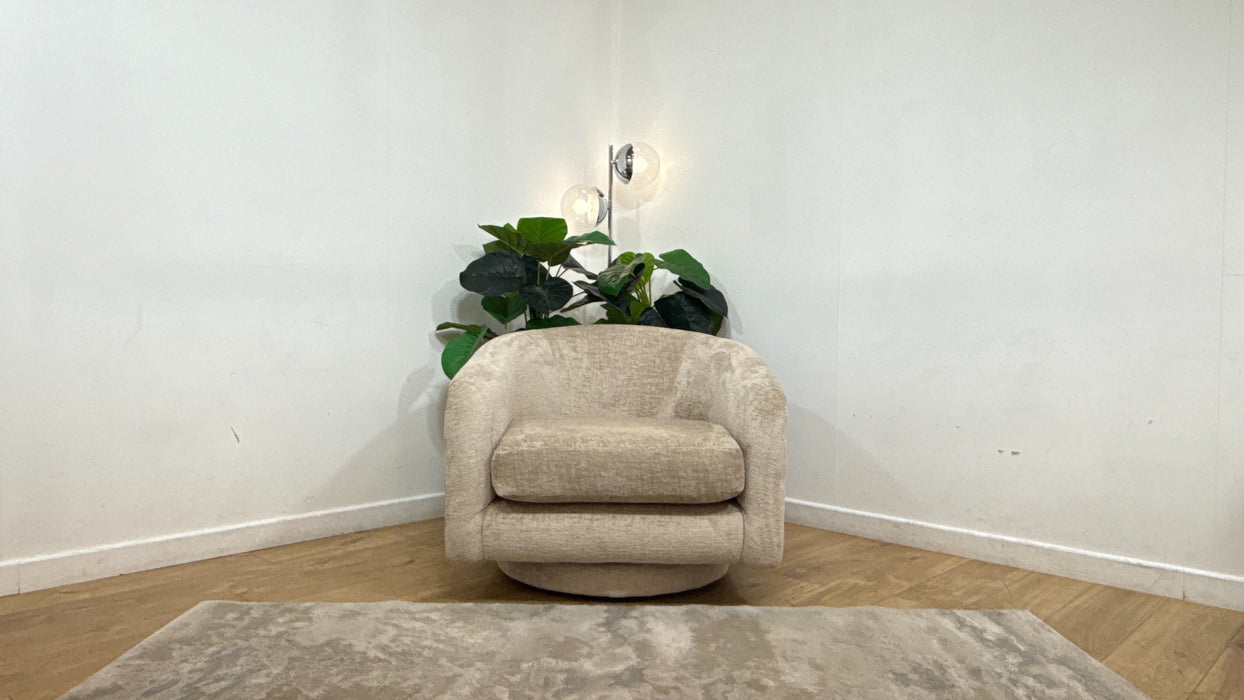 Sofology Westwood Fabric Swivel Chair in Teddy Chenille Natural Mix