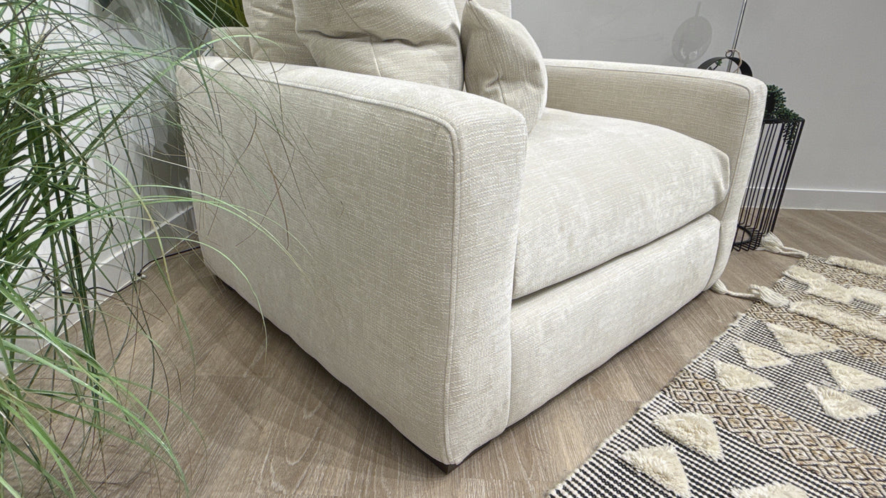 Sofology Moderna Fabric Loveseat Extra Flex Intrerior in Soft Slub Chenille Ivory