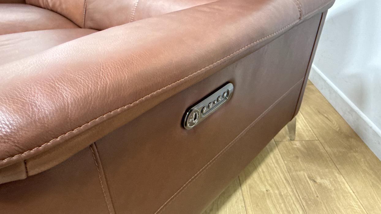 Sofology Illinois Leather 3 Seater Power Recliner/Headrest in Relaxed Soft Brown