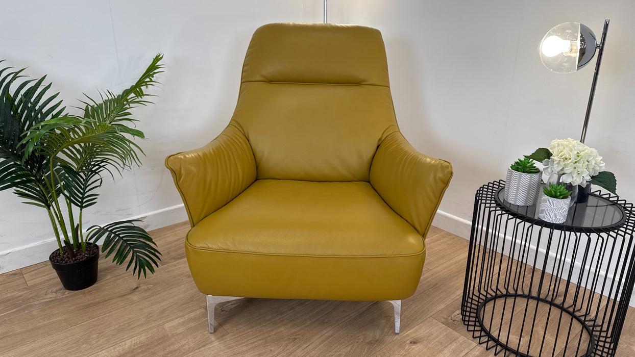 Tripletta 1 Seater - Leather Accent Chair - Ochre