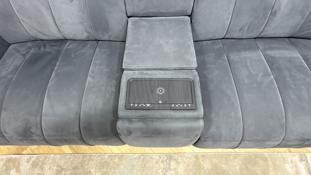 Sofology Paramount Fabric 2.5 Seater Console Power Recliner/Headrest Heated Seats Speakers in Lifestyle Nubuck Feel Charcoal