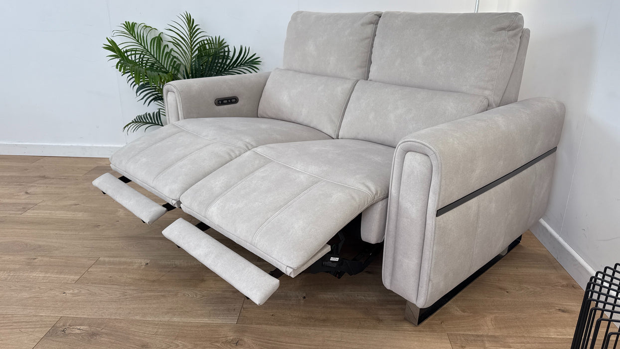 The Ravello 2 Seater Power Recliner with Power Hdrst - Fabric -  ivory