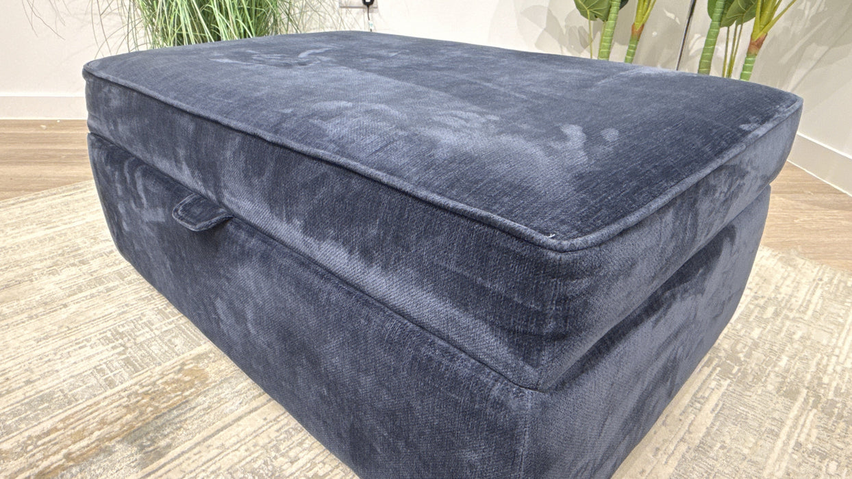 Sofology Laurent Fabric Storage Footstool in Luxury Deep Pile Chenille Denim