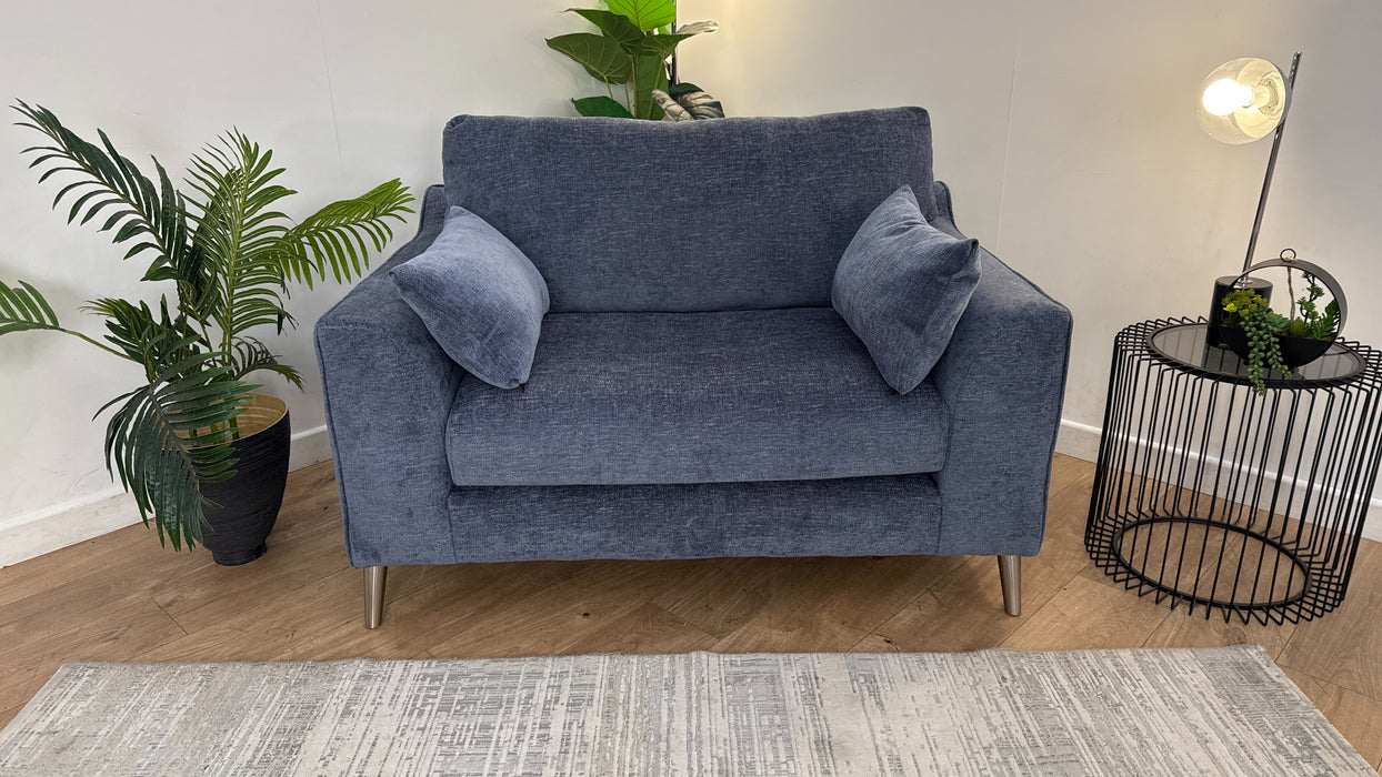 Sofology The Mayfair Fabric Chair in Linen Look Chenille Ocean Blue