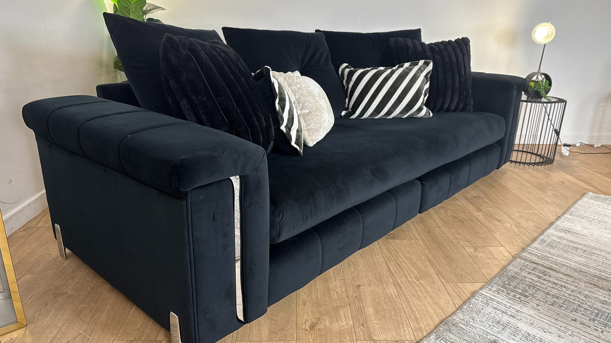 Sofology The Oscar 4 Seater Split Fabric Sofa in Super Matt Velvet Black Mix