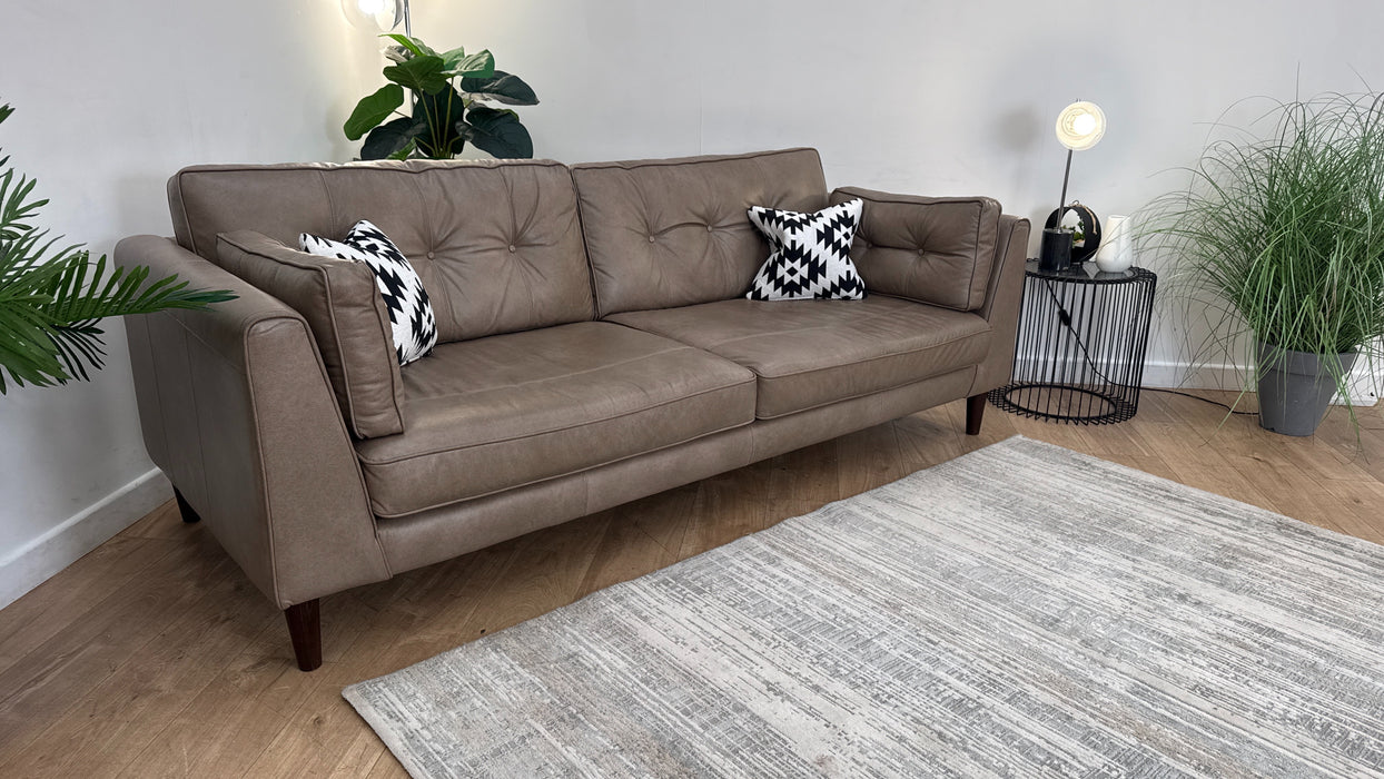 Sofology Cricket Leather 4 Seater in Mushroom Mix