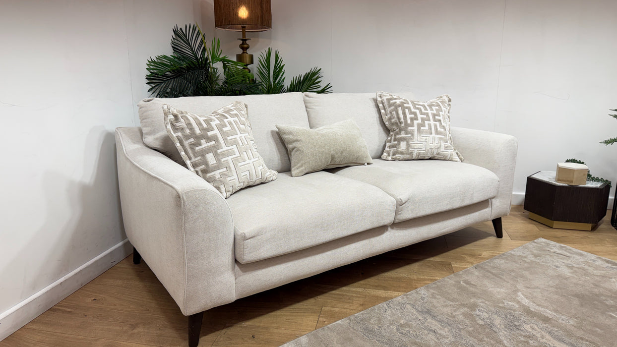 Sofology Mayfair Fabric 3 Seater Foam Seats in Linen Look Chenille Mist/Pearl Mix