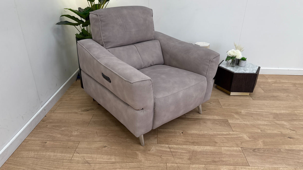 Sofology Dakota Fabric Chair Power Recliner/Headrest in Lifestyle Mottled Marble