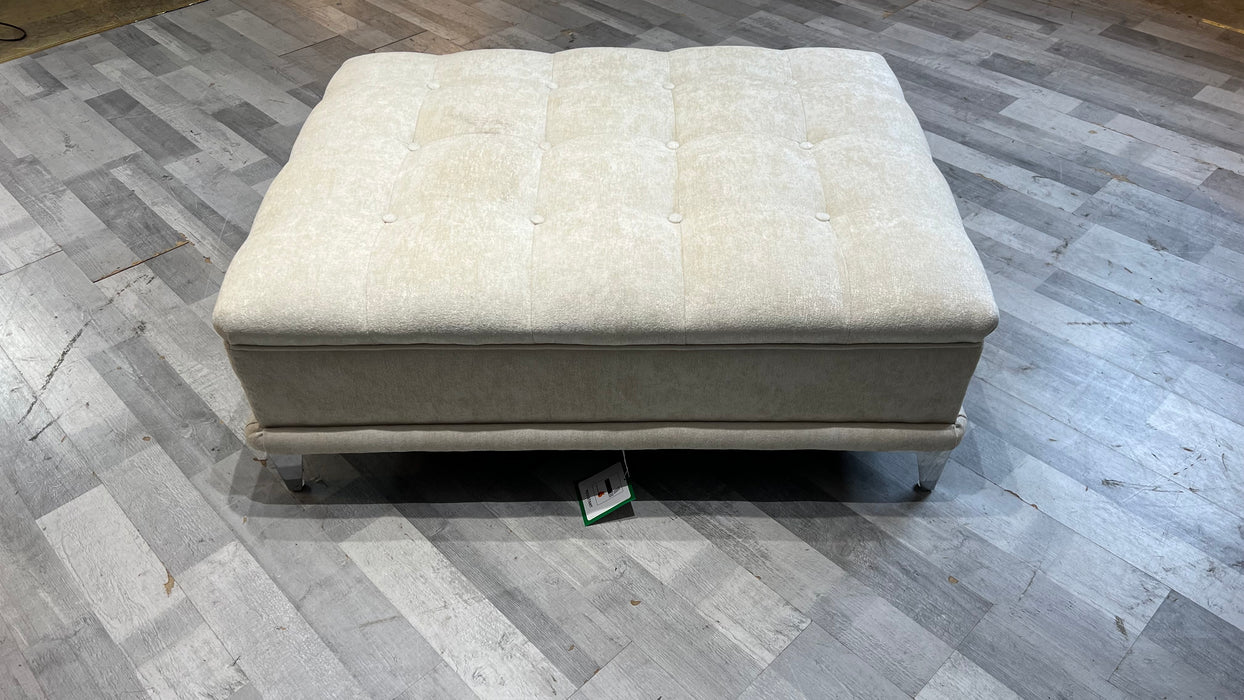 Midas Designer Footstool - Fabric - ivory All Over