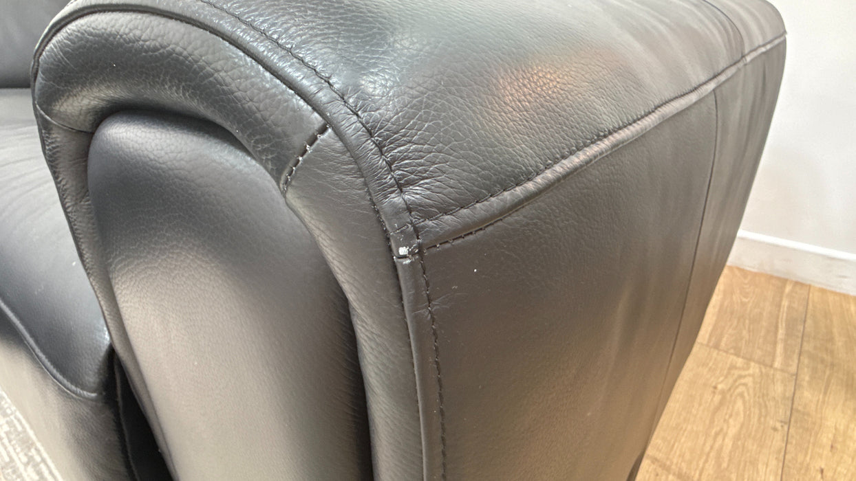 Sofology Premiere Leather 3 Corner 1.5 Power Recliner/Headrest in Trusty Embossed Jet Black