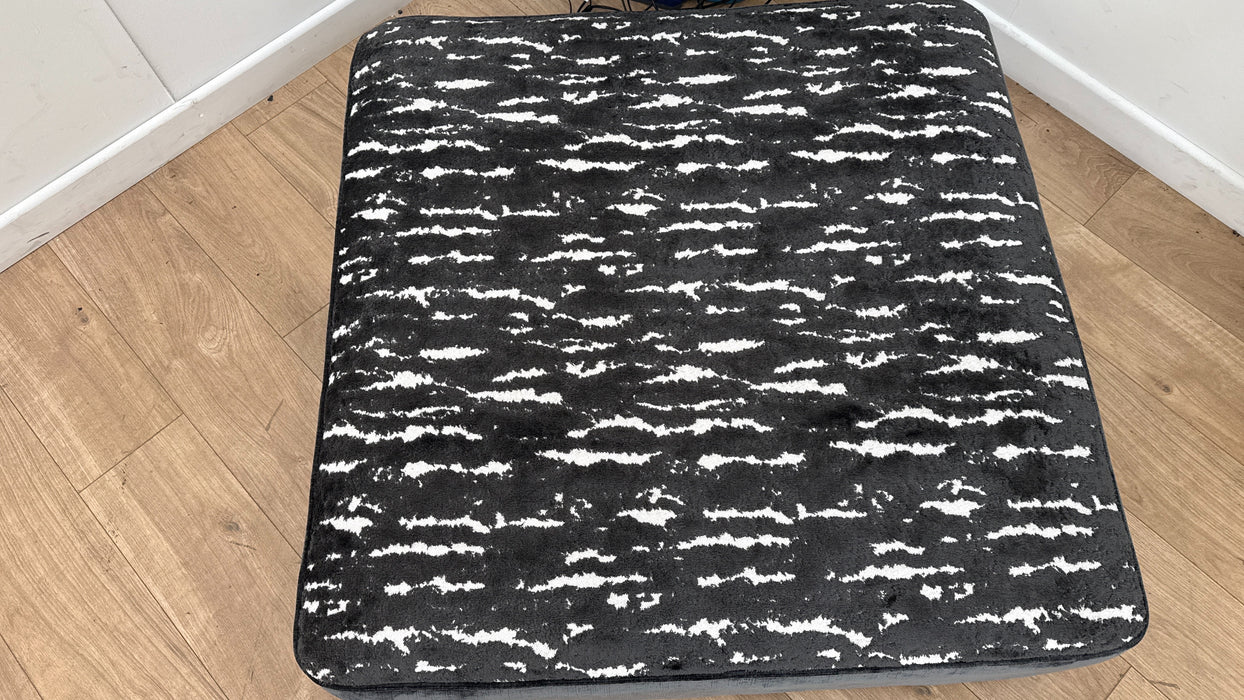 Sofology The Majestica Fabric Designer Footstool in Luxe Chenille Charcoal Mix