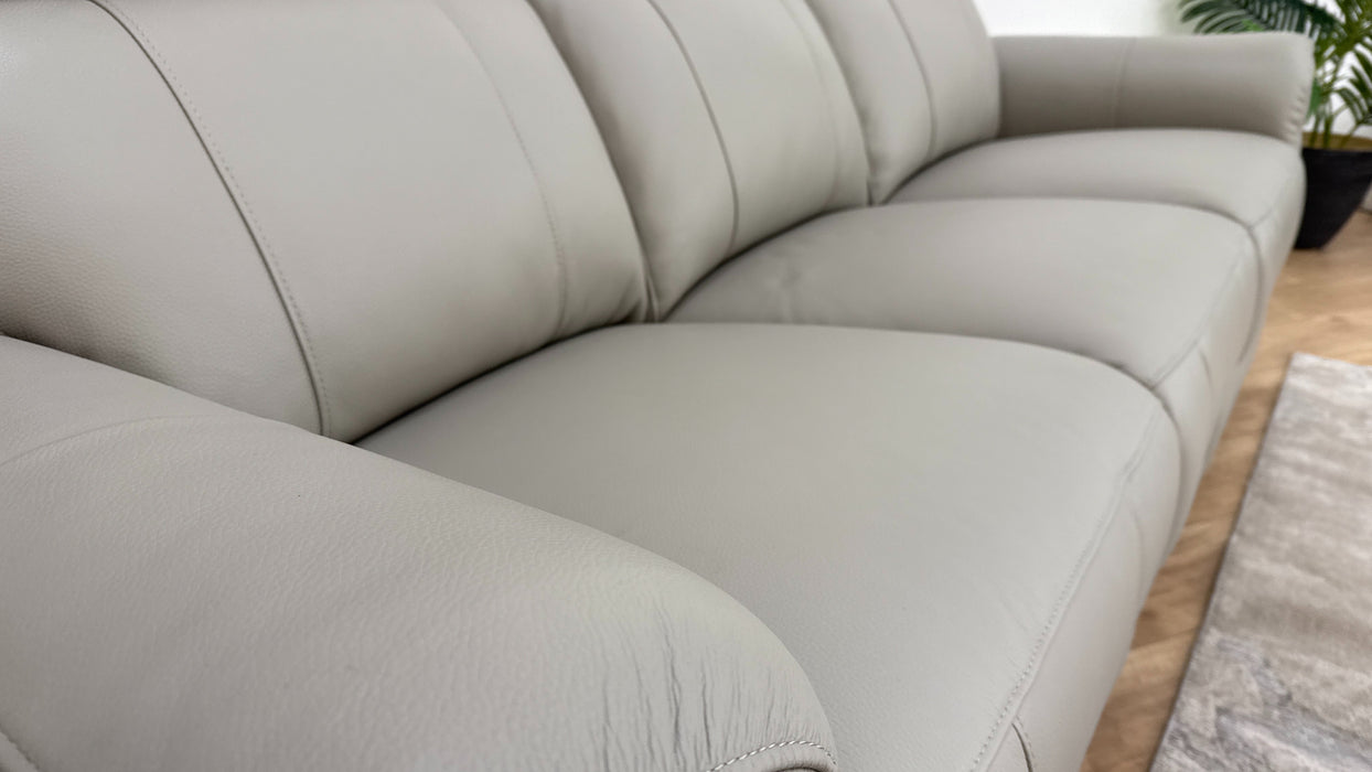 Sofology Bradie Leather 3 Seater Power Recliner in Trusty Embossed Light Grey